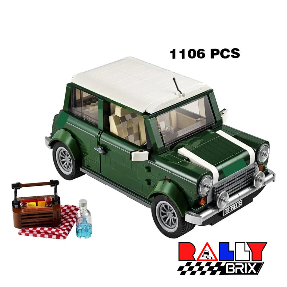 Classic Cooper Style Mini Brick Model Car Set British Racing Green 1106 Pieces