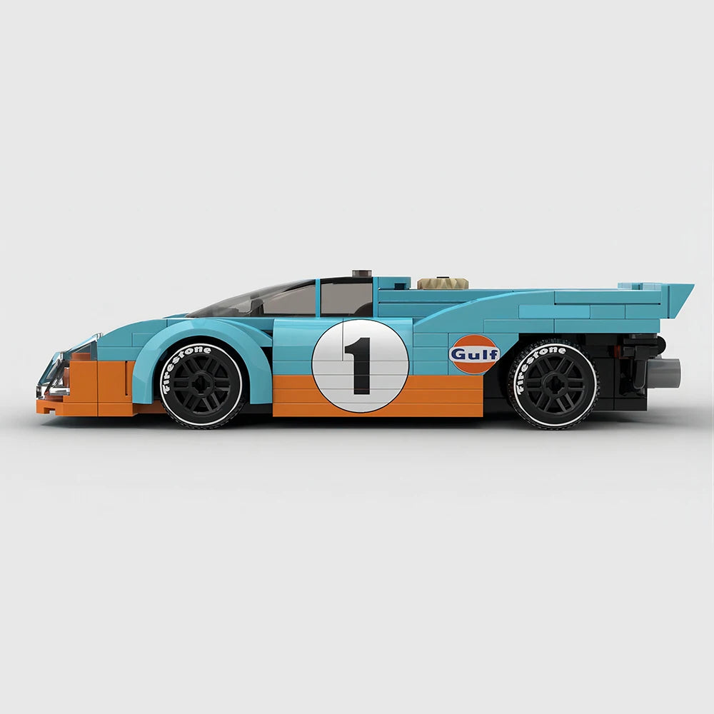 Le Mans 917K Rennwagen im Gulf-Stil, Bausatz aus Ziegelsteinen, 180 Teile