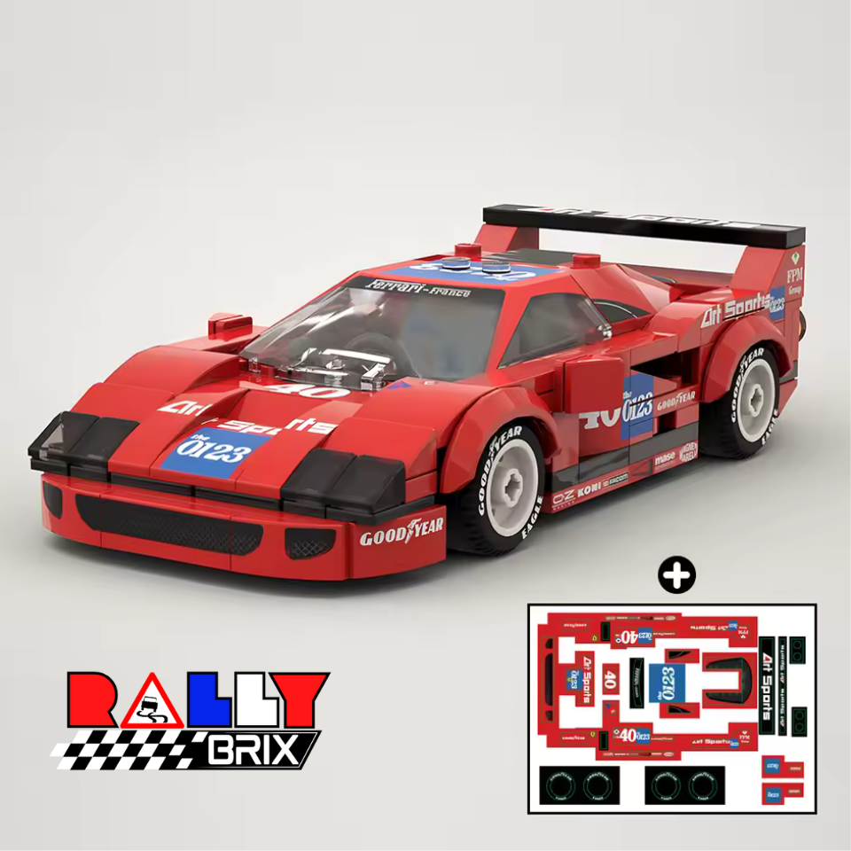 Red F40 Turbo Racer 80s Italian Super Car Model Brick Set Kit 187 Pieces