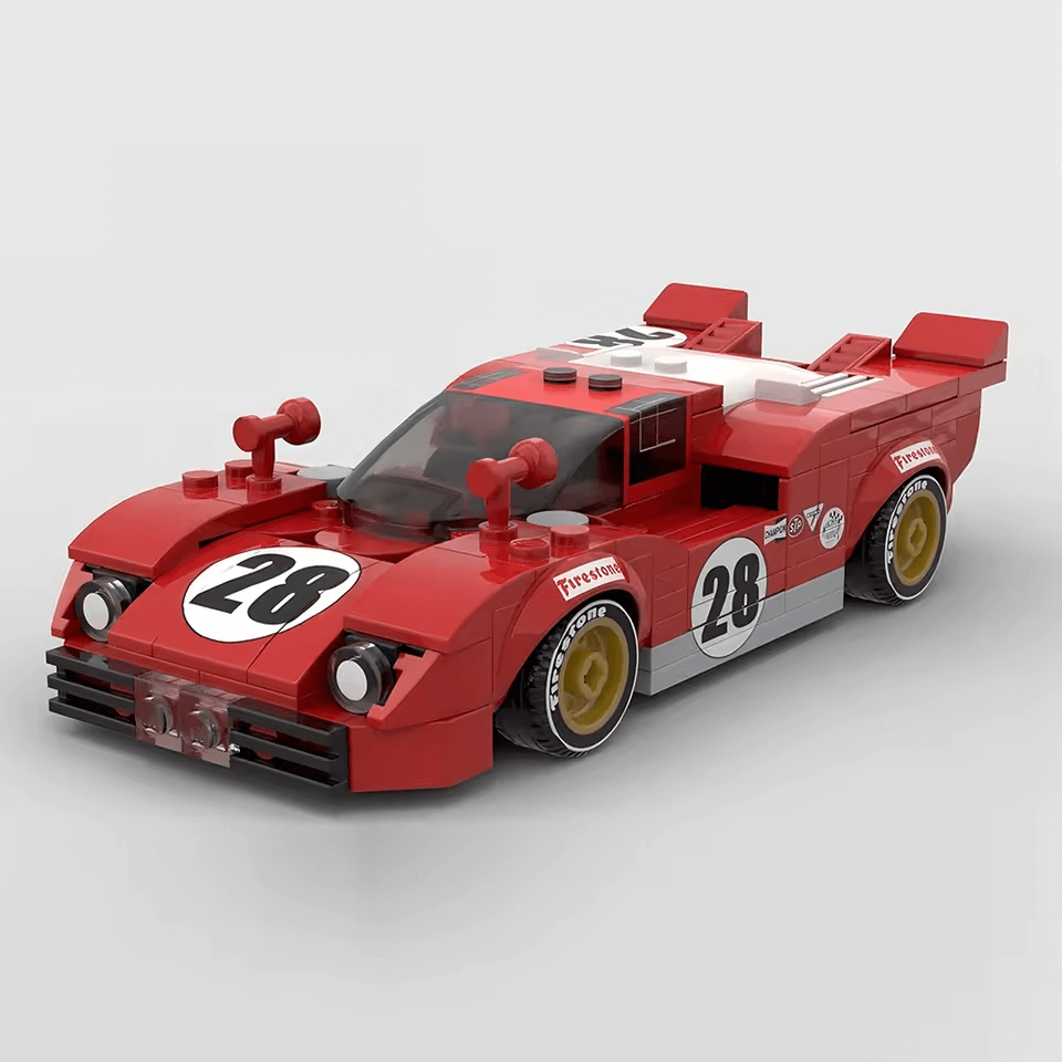 Red Retro 24 Hour 1970 Endurance Racing Car Brick Model 231 Pieces