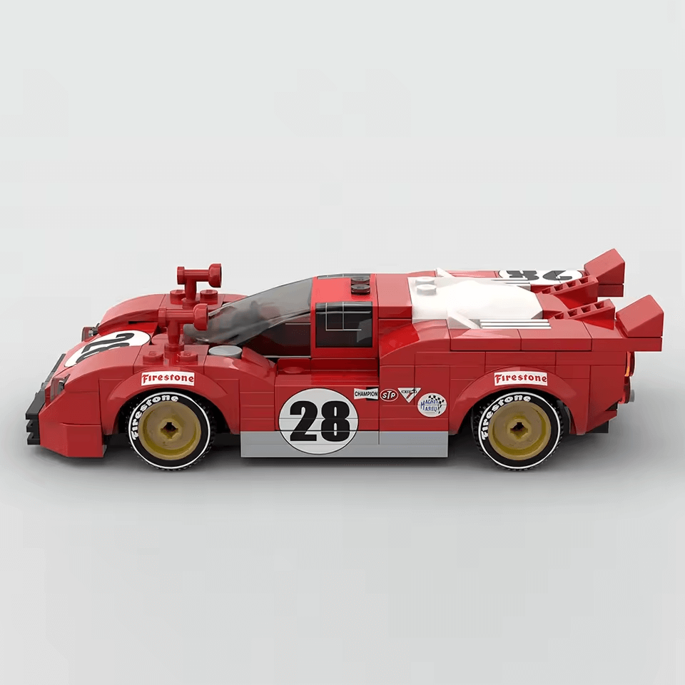 Red Retro 24 Hour 1970 Endurance Racing Car Brick Model 231 Pieces