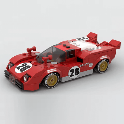 Red Retro 24 Hour 1970 Endurance Racing Car Brick Model 231 Pieces