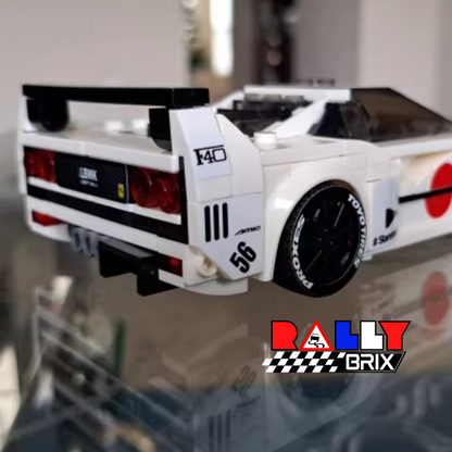 White F40 Turbo Racer 80s Italian Super Car Model Brick Set Kit 351 Pieces