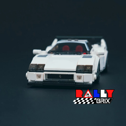 White F40 Turbo Racer 80s Italian Super Car Model Brick Set Kit 351 Pieces